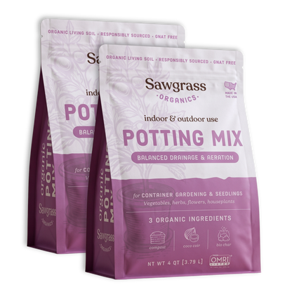 Two 4 QT bags of Sawgrass Organics Potting Mix, the 2-pack option