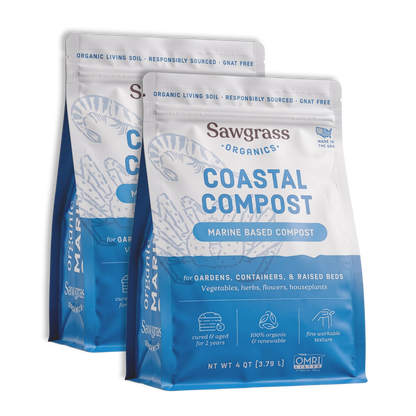 Two 4 QT bags of Sawgrass Organics Coastal Compost, the 2-pack option